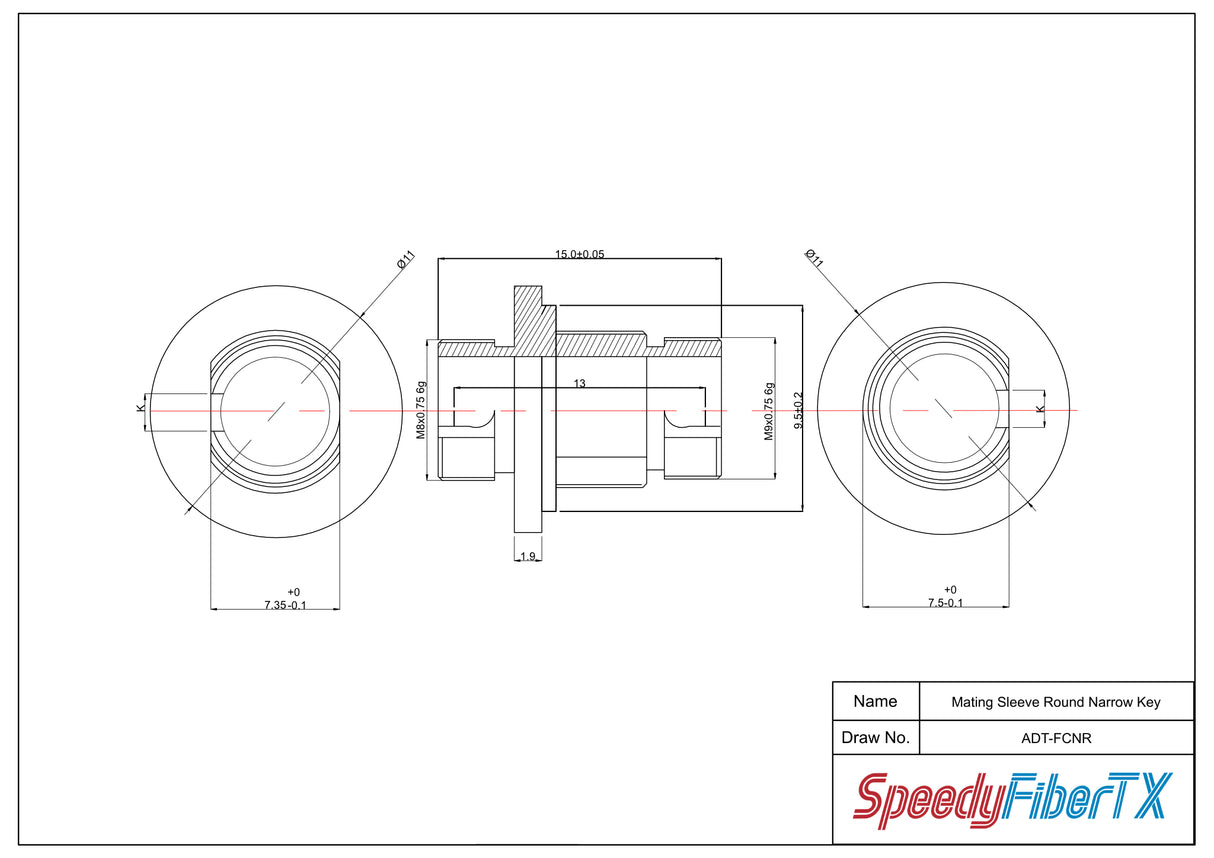 6-pack FC/APC to FC/APC Mating Sleeve Narrow Key Round Flange 2.0mm