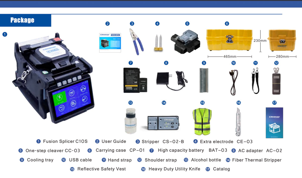COMWAY C10S Flagship Fusion Splicer (6 Motors Core Alignment / 5” Touch Screen)