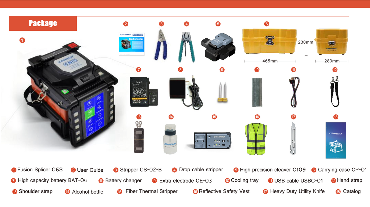 COMWAY C6S Fusion Splicer (4.3” Touch Screen / High Efficiency)
