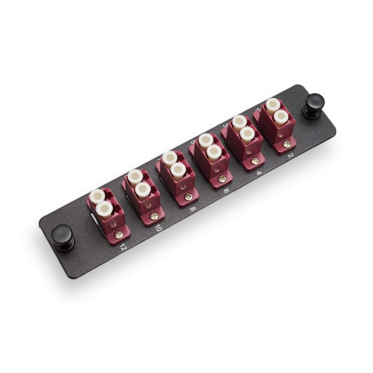 12-Port LGX Compatible Fiber Patch Panel with Numbered Ports, Preloaded with Magenta LC Adapters/Couplers