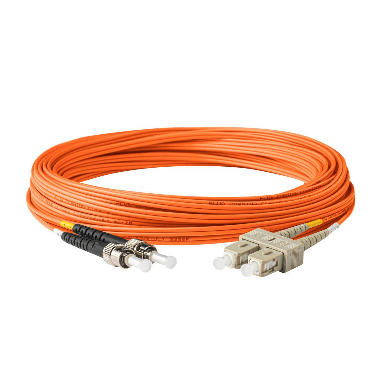 0.2dB SC/UPC to ST/UPC Multimode OM1 Duplex Fiber Patch Cable | Corning InfiniCor 300 Optical 62.5 µm Multimode Fiber | Orange OFNR Jacket