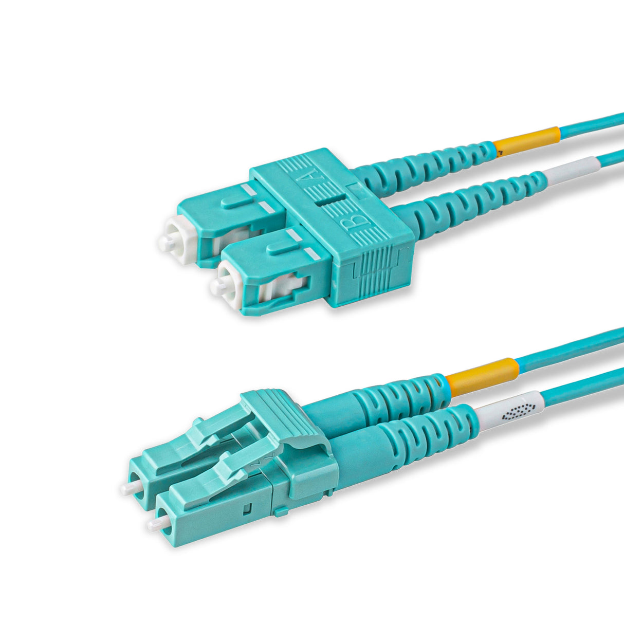LC-SC multimode OM3 fiber patch cable with Corning OM3 50/125um optical fiber, available in custom lengths and specifications. Ideal for data centers, enterprise networks, and telecom rooms.