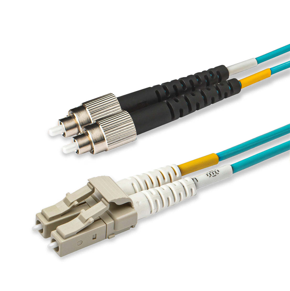 LC-FC multimode OM3 fiber patch cable with Corning OM3 50/125um optical fiber, available in custom lengths and specifications. Ideal for data centers, enterprise networks, and telecom rooms.