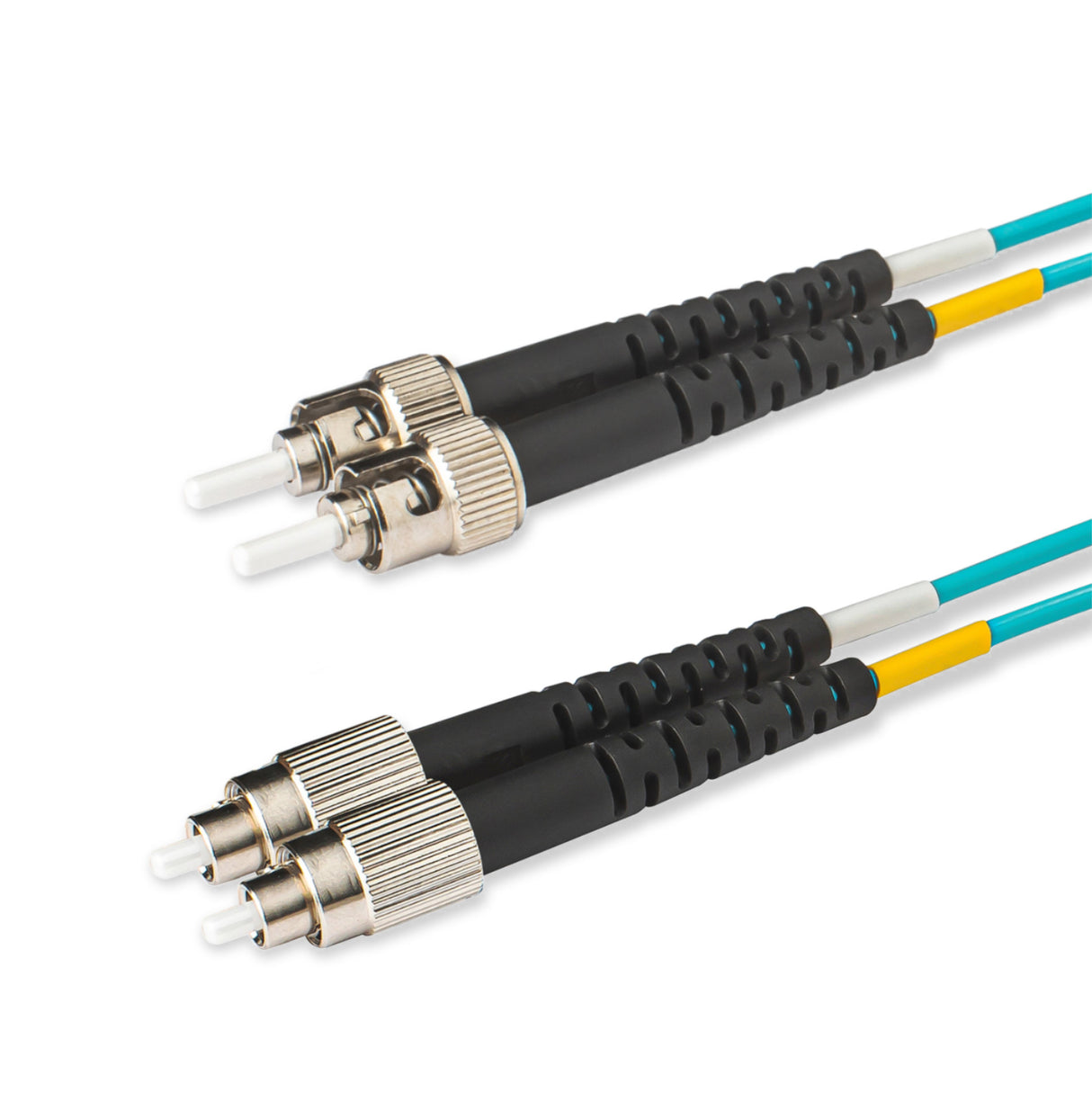 ST-FC multimode OM3 fiber patch cable with Corning OM3 50/125um optical fiber, available in custom lengths and specifications. Ideal for data centers, enterprise networks, and telecom rooms.