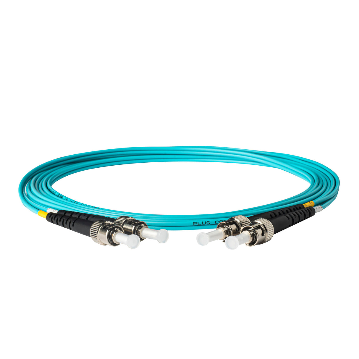 0.2dB ST/UPC to ST/UPC Multimode OM3 Duplex Fiber Patch Cable | Corning ClearCurve OM3 50 µm Laser-Optimized Fiber | Aqua LSZH Jacket, Metal Connectors