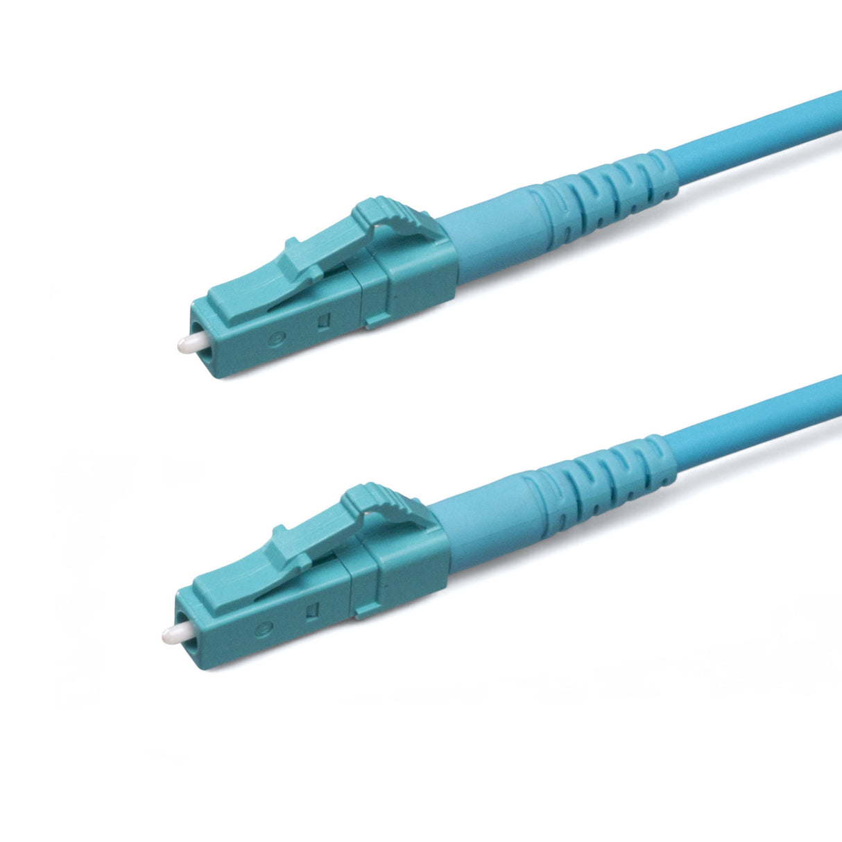 SpeedyFiberTX LC/UPC to ST/UPC Multimode OM4 Simplex Fiber Patch Cable | Corning ClearCurve OM4 50 µm Laser-Optimized Fiber | Aqua Jacket ,Aqua Connectors