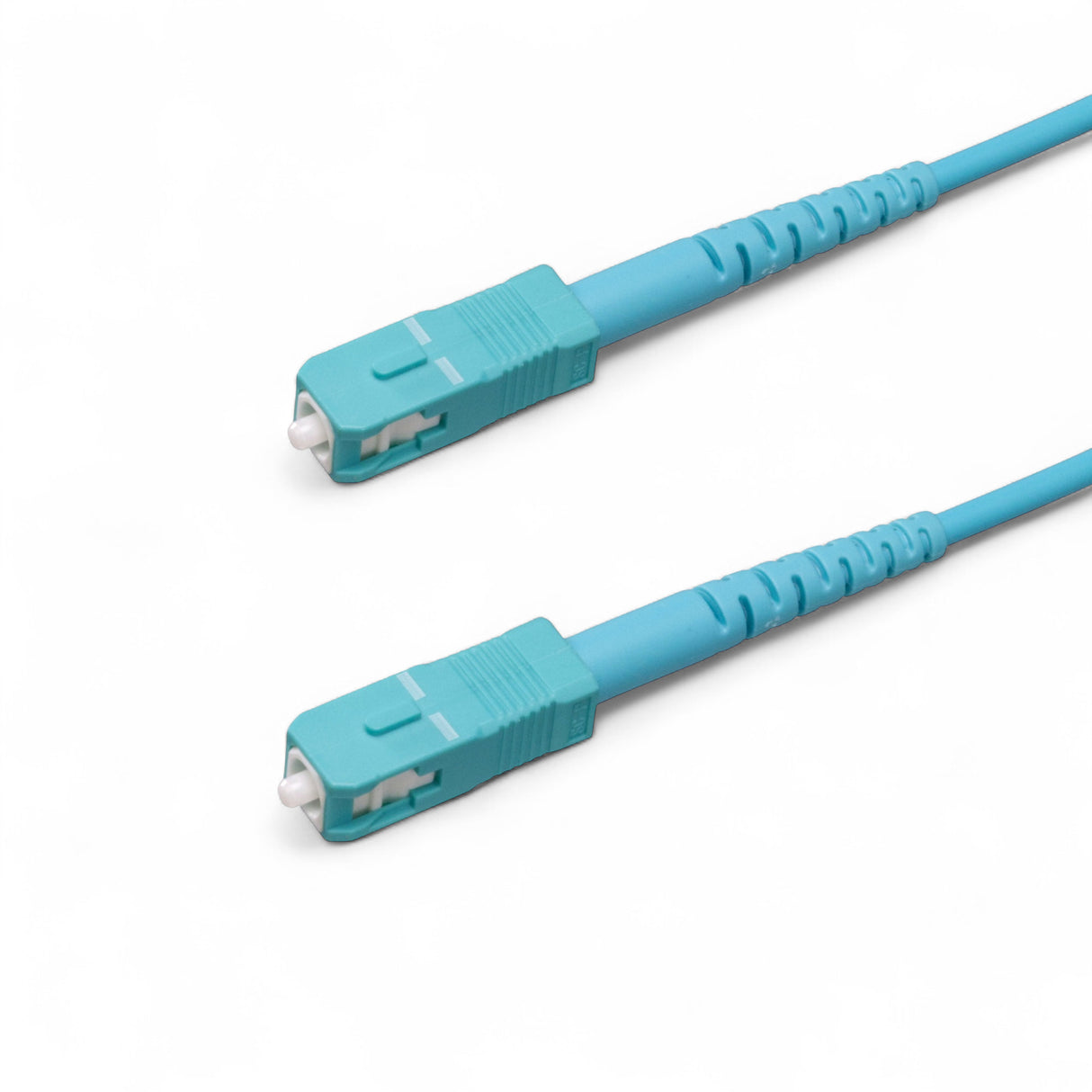 0.2dB SC/UPC to SC/UPC Multimode OM4 Simplex Fiber Patch Cable | Corning ClearCurve OM4 50 µm Laser-Optimized Fiber | Aqua OFNP Jacket, Aqua Connectors