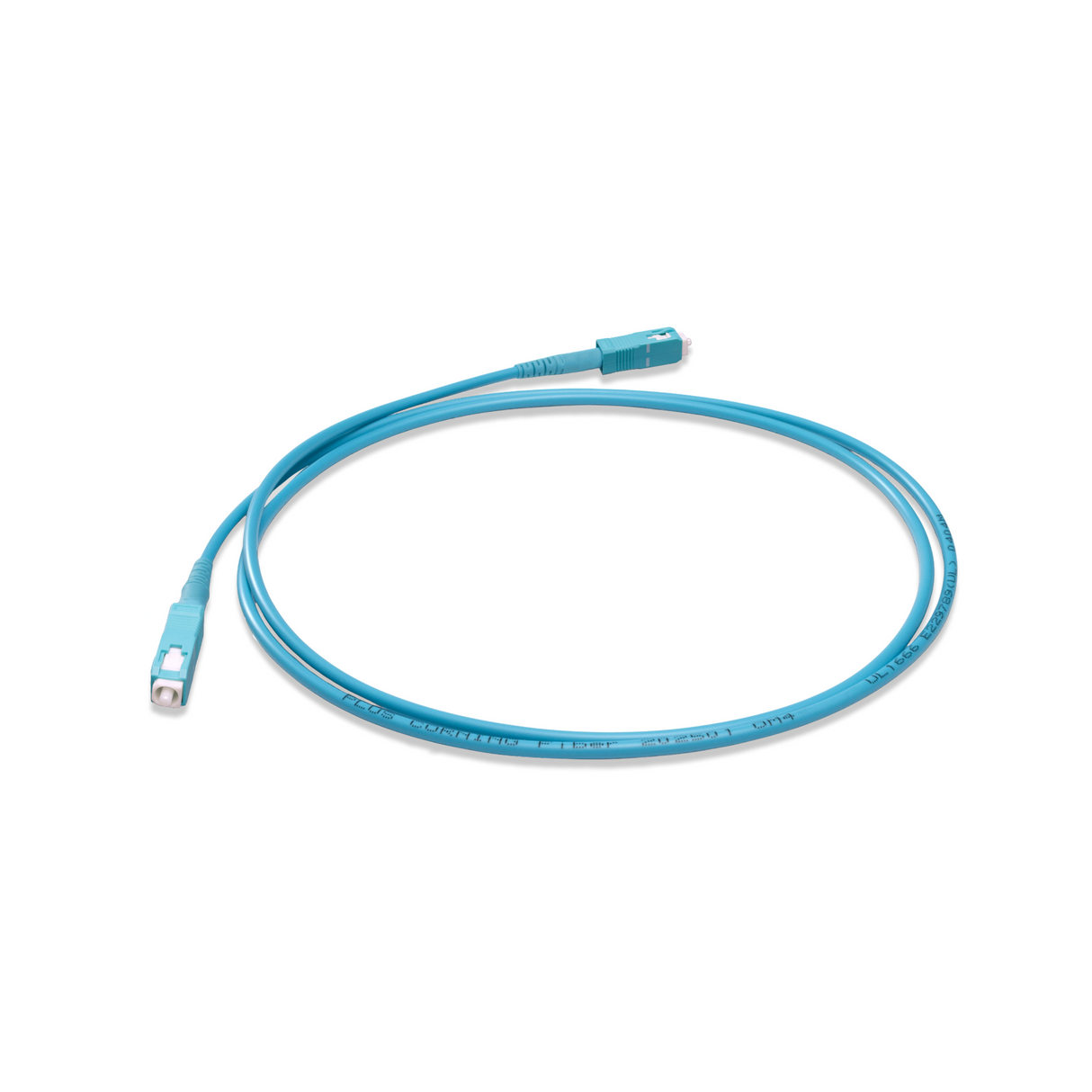 0.2dB SC/UPC to SC/UPC Multimode OM4 Simplex Fiber Patch Cable | Corning ClearCurve OM4 50 µm Laser-Optimized Fiber | Aqua OFNP Jacket, Aqua Connectors