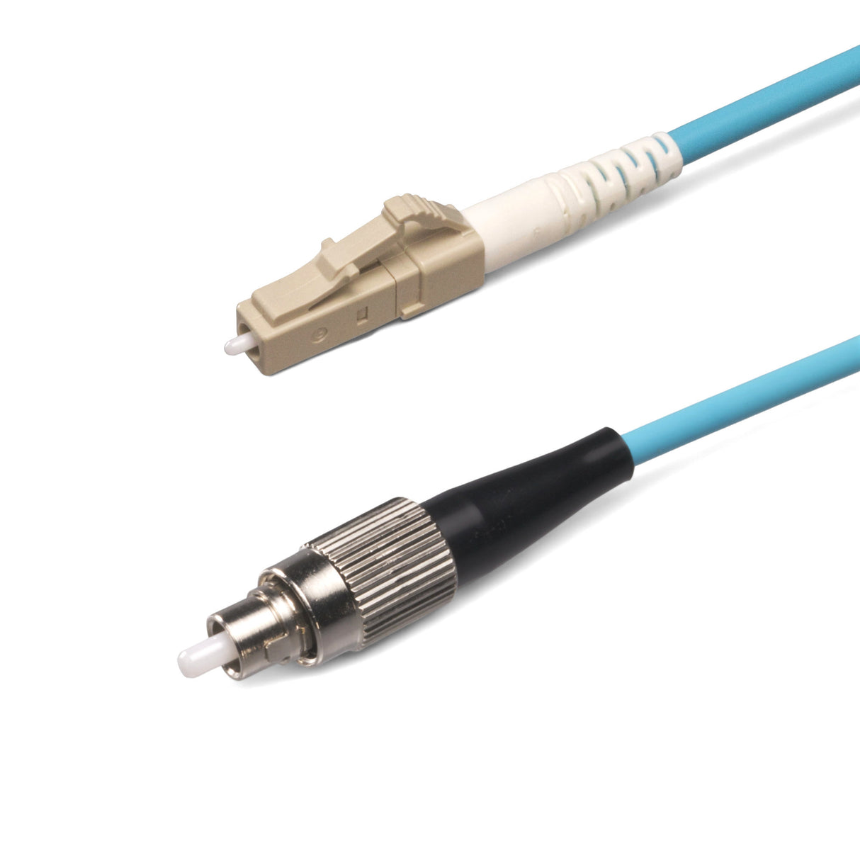 SpeedyFiberTX LC/UPC to FC/UPC Multimode OM4 Simplex Fiber Patch Cable | Corning ClearCurve OM4 50 µm Laser-Optimized Fiber | Aqua Jacket ,Beige Connectors