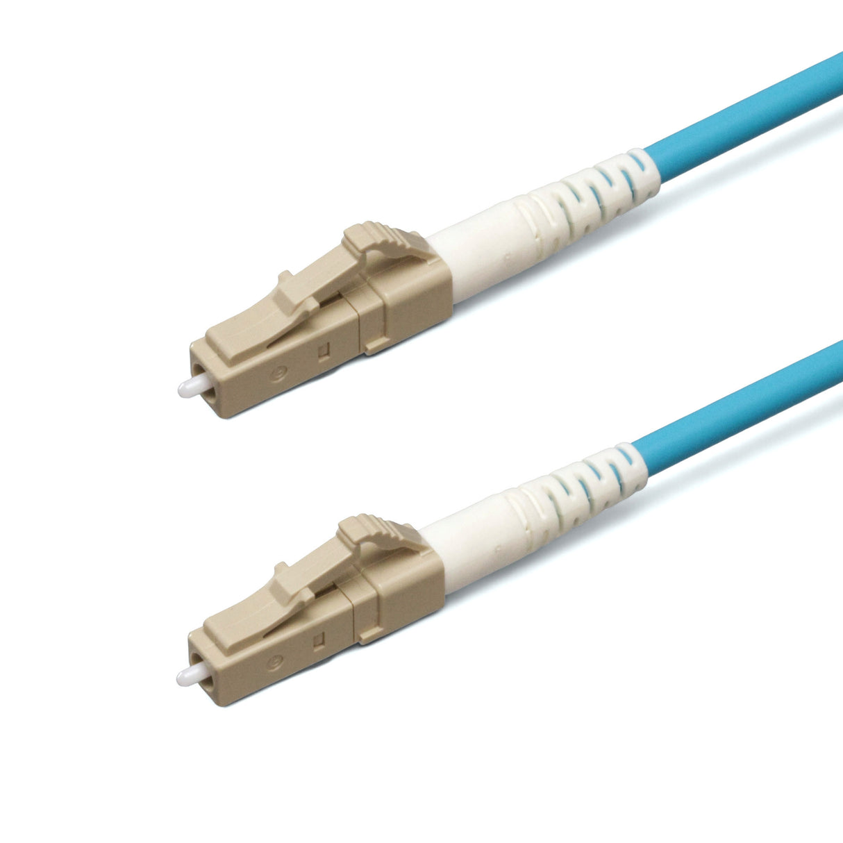 SpeedyFiberTX LC/UPC to LC/UPC Multimode OM4 Simplex Fiber Patch Cable | Corning ClearCurve OM4 50 µm Laser-Optimized Fiber | Aqua Jacket ,Beige Connectors