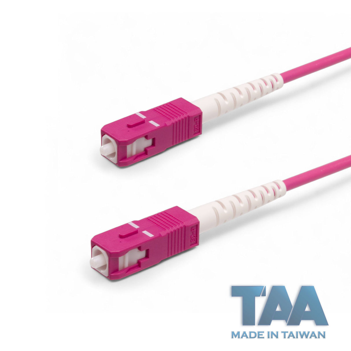 TAA合規 | 電信級 0.2dB SC/UPC to SC/UPC 多模 OM4 單工光纖跳線 | 康寧纖芯 | 洋紅色 OFNR 外被, 洋紅色接頭