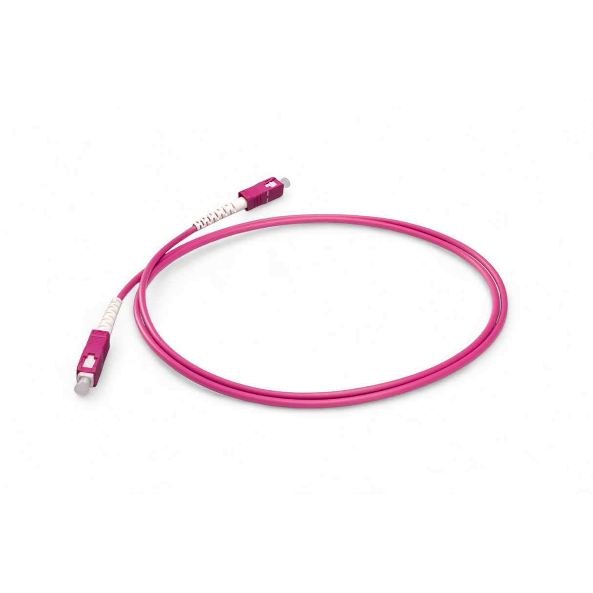 TAA Compliant Fiber Patch Cable | 0.2dB SC/UPC to SC/UPC Multimode OM4 Simplex | Corning ClearCurve OM4 50 µm Laser-Optimized Fiber | Magenta OFNR Jacket, Magenta Connectors