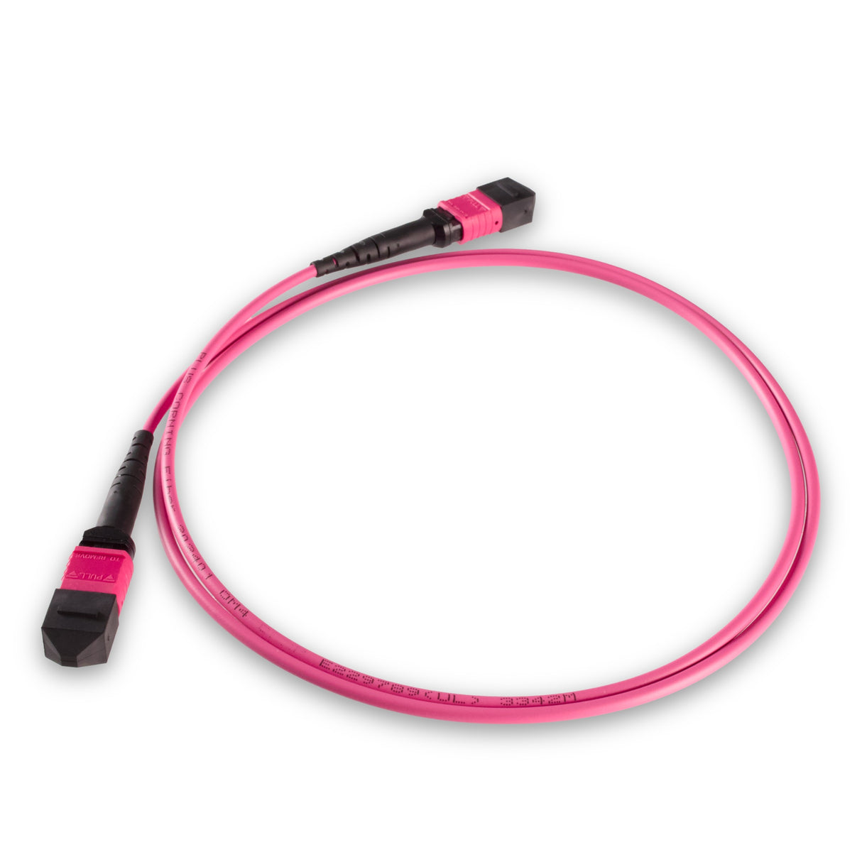 12-Fiber Elite Non-Pinned MPO APC to MPO APC Jumper with Corning® ClearCurve® OM4 Multimode Fiber, Type B polarity, Magenta MPO connectors, and Magenta jacket, optimized for 40GBASE-SR4 and 100GBASE-SR4 multimode parallel optics in high-density data centers.