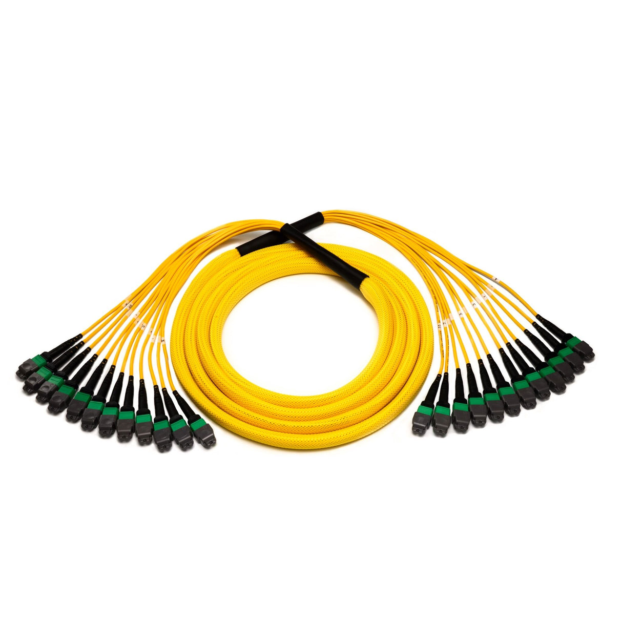 144-Fiber Elite Non-Pinned MTP® to MTP® Trunk Cable with Corning® SMF-28® Ultra Singlemode Fiber, Type B polarity, Yellow Jacket and Green Connectors on both ends