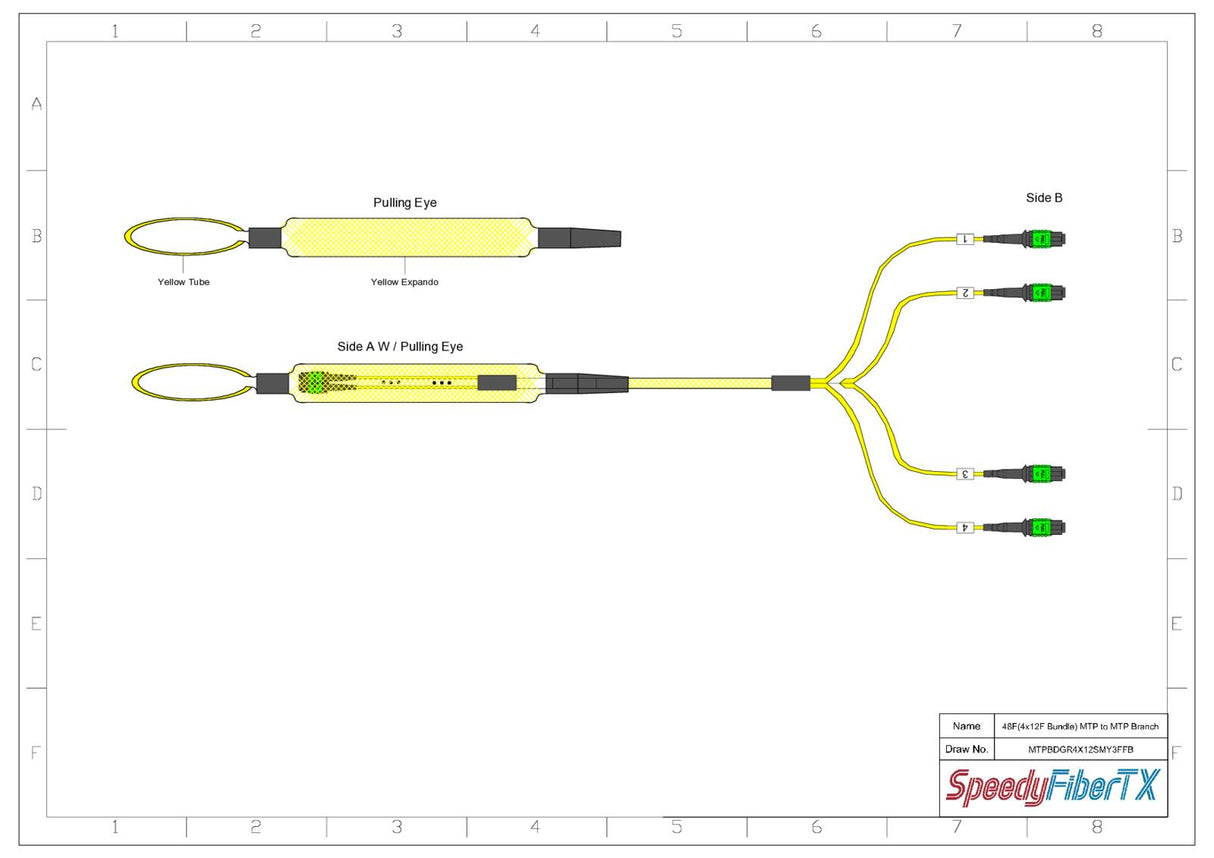 48-Fiber Elite Non-Pinned MTP® to Non-Pinned MTP® Trunk Cable | Corning® SMF-28® Ultra Single-mode Optical Fiber | OS1/OS2 Compatible | Type B, Green MTP® Connectors, Yellow Cable Jacket | LSZH Jacket