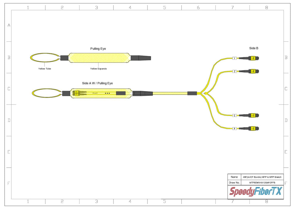 48-Fiber Elite Non-Pinned MTP® to Non-Pinned MTP® Trunk Cable | Corning® SMF-28® Ultra Single-mode Optical Fiber | OS1/OS2 Compatible | Type B, Yellow MTP® Connectors, Yellow Cable Jacket | OFNR Jacket