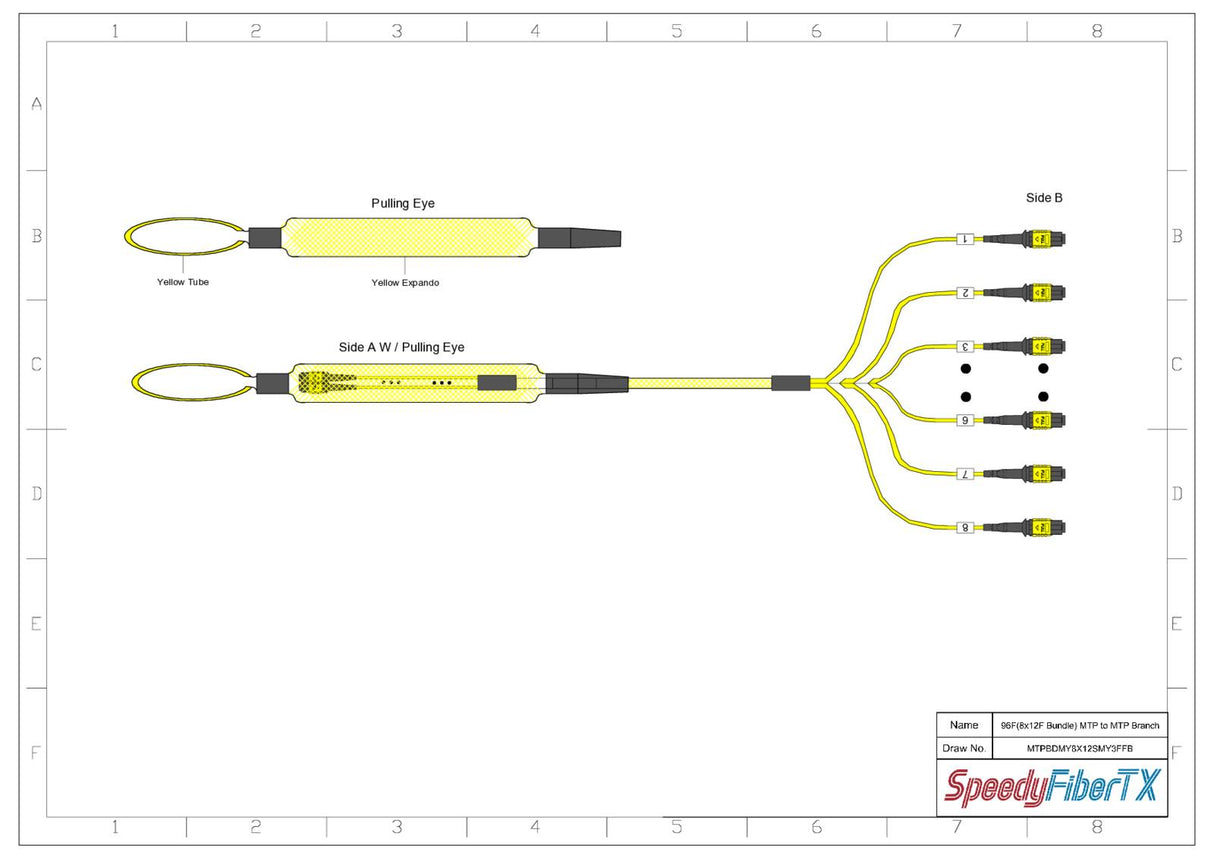 96-Fiber Elite Non-Pinned MTP® to Non-Pinned MTP® Trunk Cable | Corning® SMF-28® Ultra Single-mode Optical Fiber | OS1/OS2 Compatible | Type B, Yellow MTP® Connectors, Yellow Cable Jacket | LSZH Jacket