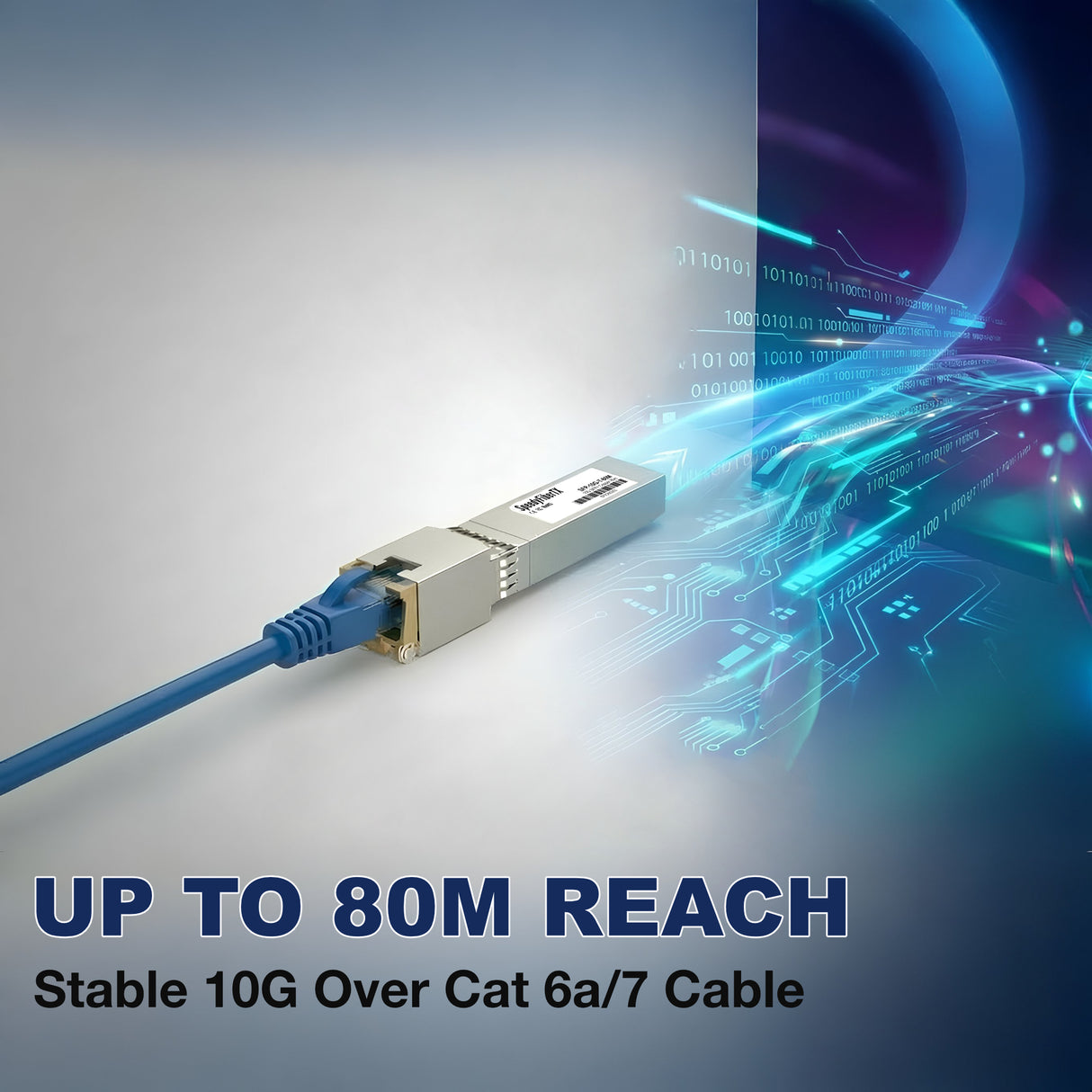 10GBASE-T SFP+ 光模組 RJ-45 (乙太網路)介面,30/80公尺,低功耗熱插拔設計