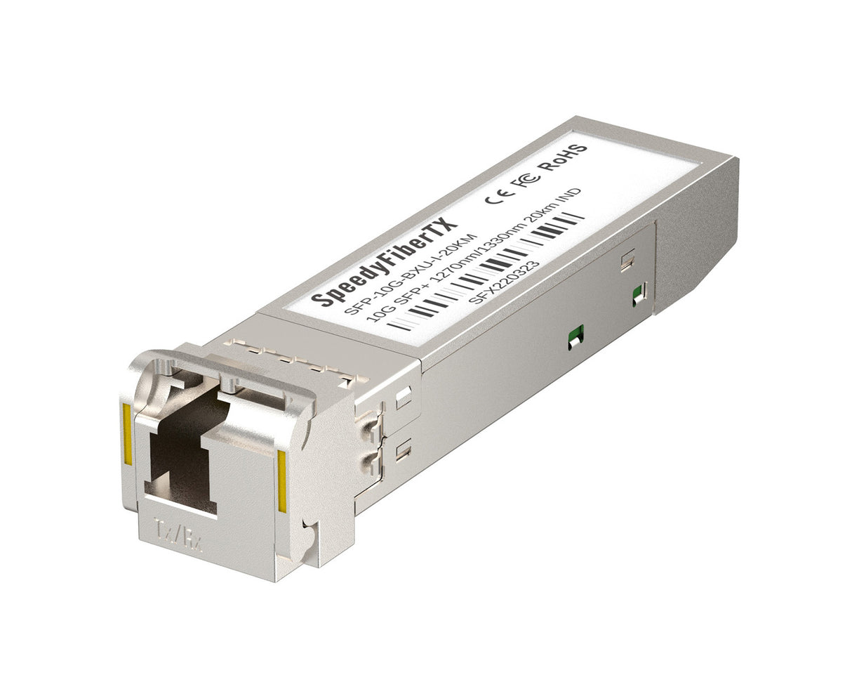 SpeedyFiberTX 10GBASE-BX20-U BiDi SFP+ 1270nm-TX/1330nm-RX 20km DOM Simplex LC/UPC SMF Optical Transceiver Module (Industrial)