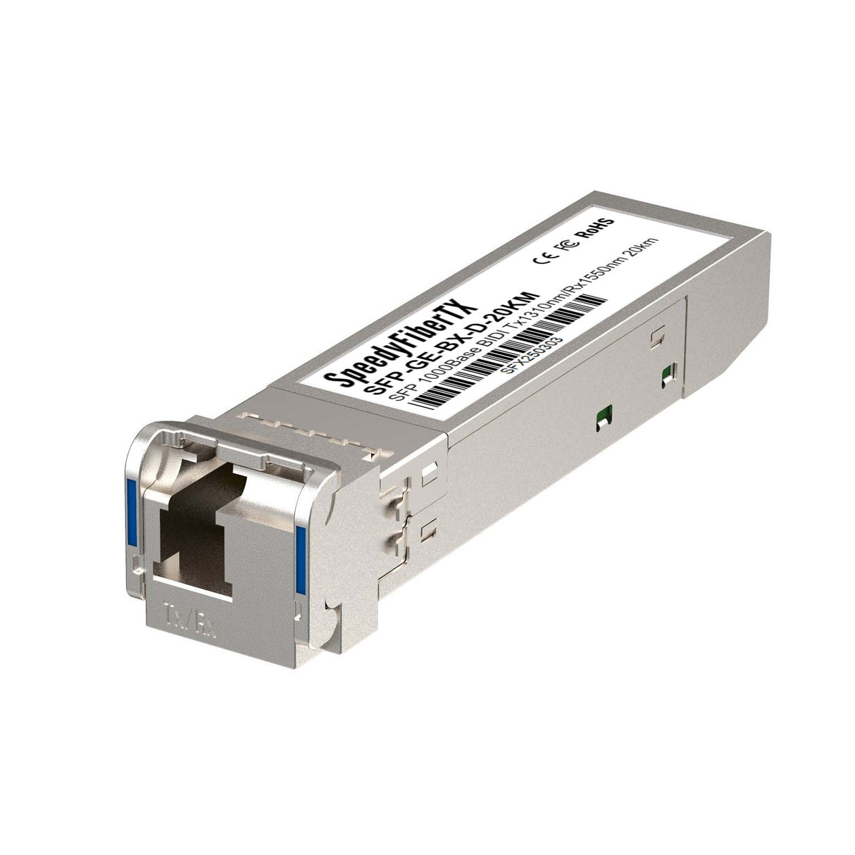 1000BASE-BX SFP BiDi Transceiver Module (SMF, Tx1310nm/Rx1550nm, 20km, LC, DOM)