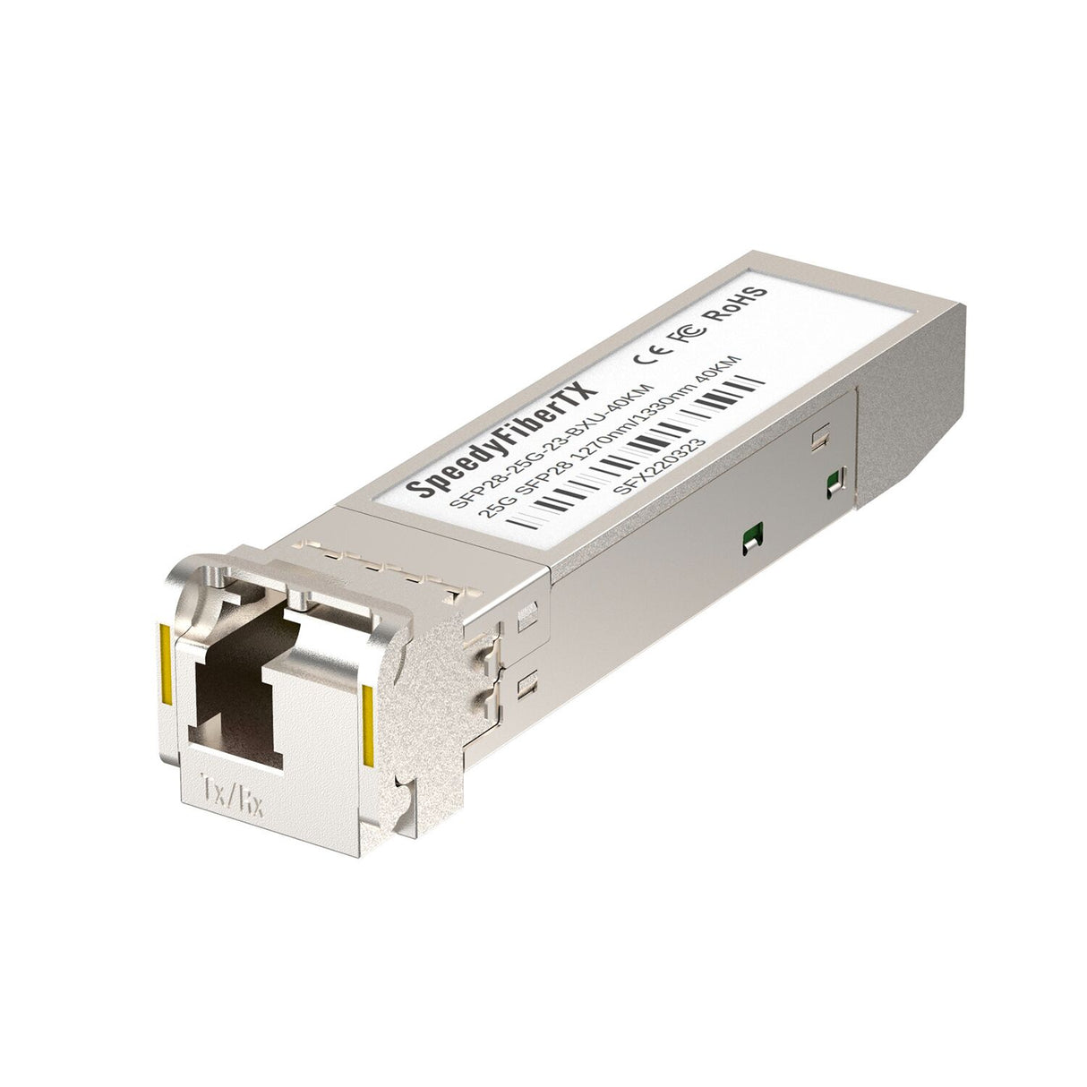 SpeedyFiberTX 25GBASE-U SFP28 BiDi 1270nm-TX/1330nm-RX 40km DOM Simplex LC/UPC SMF Optical Transceiver Module