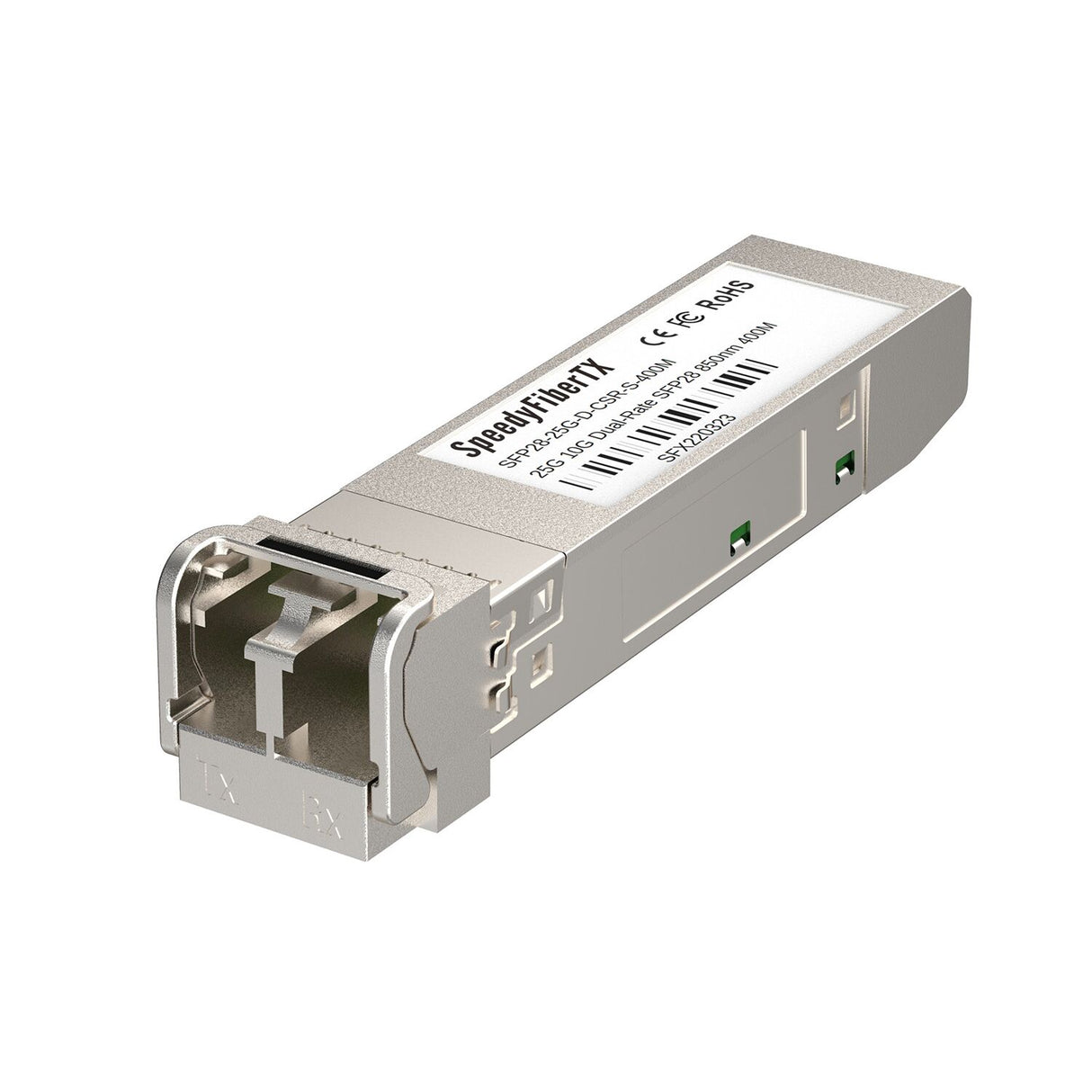 SpeedyFiberTX 10/25GBASE-CSR SFP28 Dual-rate 850nm 400m DOM Duplex LC/UPC MMF Optical Transceiver Module