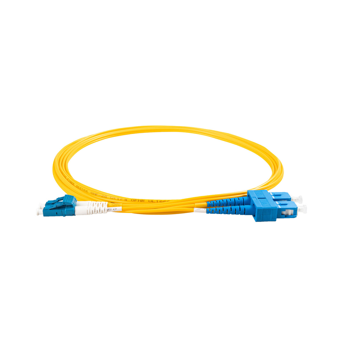 Low Loss 0.15dB LC/UPC to SC/UPC Single-mode Duplex Fiber Patch Cable | Corning SMF-28 Ultra Fiber | OS1/OS2 Compatible | OFNR Jacket