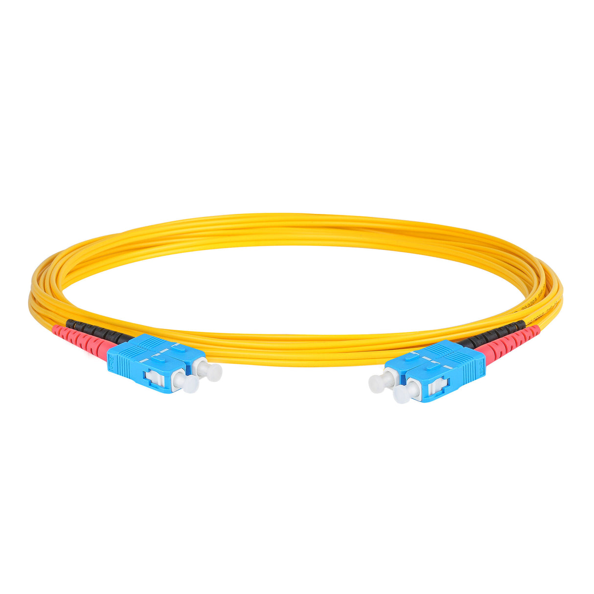 Ultra Low Loss 0.1dB SC/UPC to SC/UPC Single-mode Duplex Fiber Patch Cable | Corning SMF-28 Ultra Fiber | Red and Black Boots | OS1/OS2 Compatible | OFNR Jacket