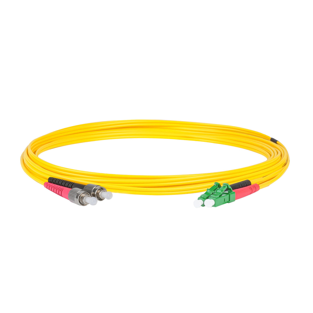 Ultra Low Loss 0.1dB LC/APC to FC/APC Single-mode Duplex Fiber Patch Cable | Corning SMF-28 Ultra Fiber | Red and Black Boots | OS1/OS2 Compatible | OFNR Jacket