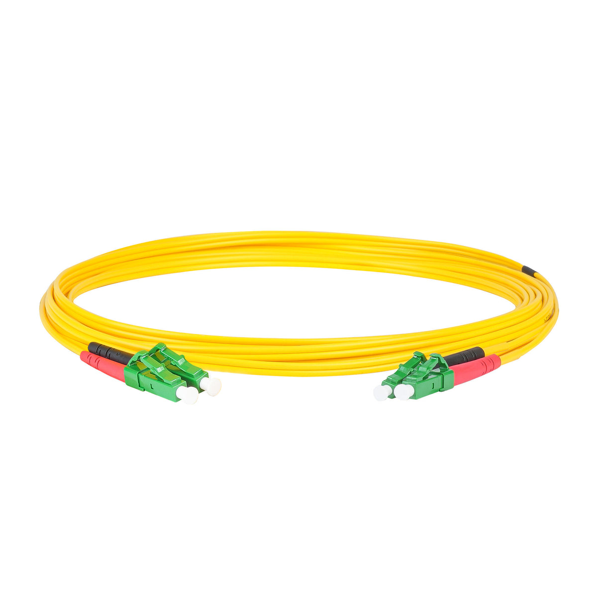Ultra Low Loss 0.1dB LC/APC to LC/APC Single-mode Duplex Fiber Patch Cable | Corning SMF-28 Ultra Fiber | Red and Black Boots | OS1/OS2 Compatible | OFNR Jacket
