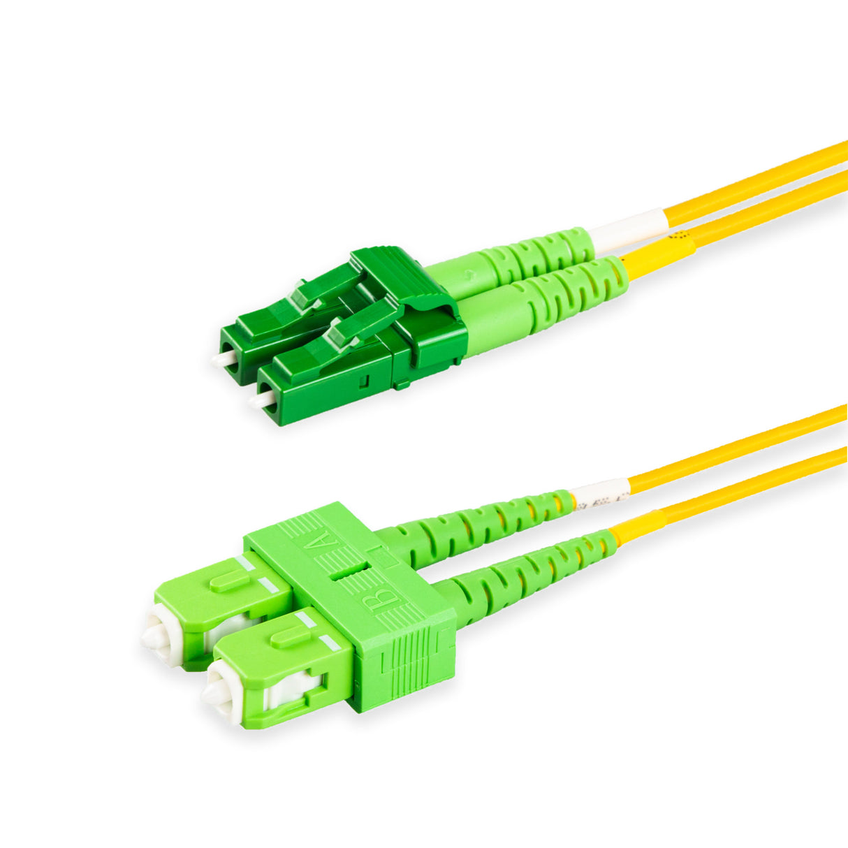 SpeedyFiberTX LC/APC to SC/APC Single-Mode Duplex Fiber Patch Cable | Corning SMF-28 Ultra Fiber | OS1/OS2 Compatible