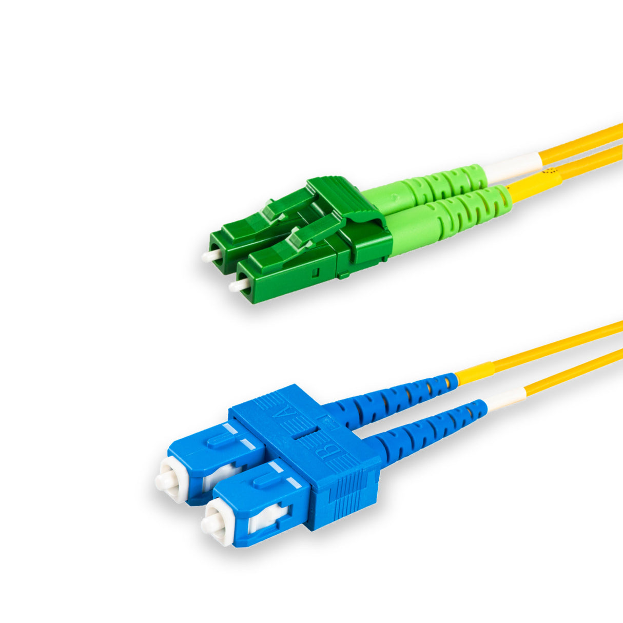 SpeedyFiberTX LC/APC to SC/UPC Single-Mode Duplex Fiber Patch Cable | Corning SMF-28 Ultra Fiber | OS1/OS2 Compatible