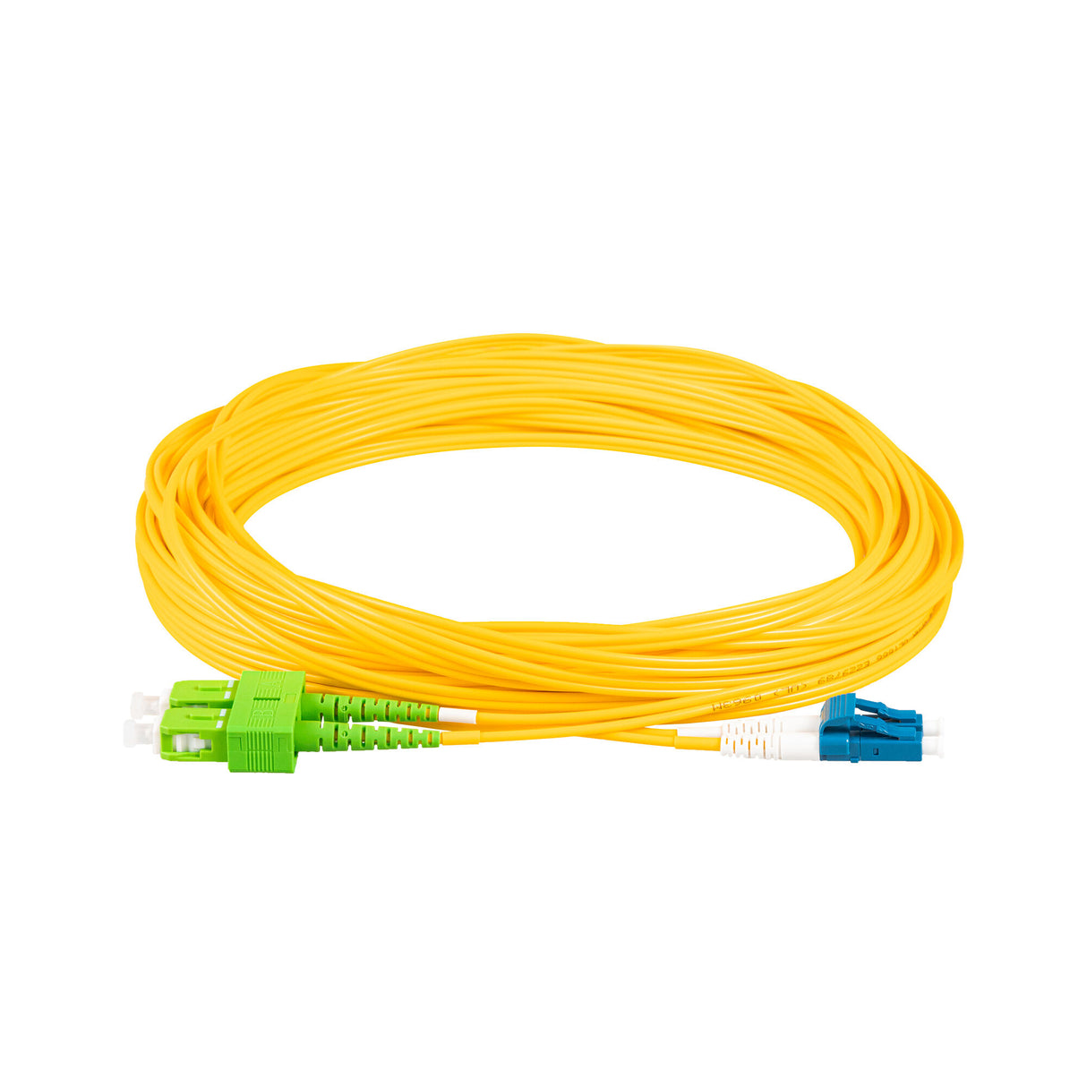 TAA Compliant Fiber Patch Cable | 0.2dB SC/APC to LC/UPC Single-mode Duplex | Corning SMF-28 Ultra Fiber | OS1/OS2 Compatible | OFNR Jacket