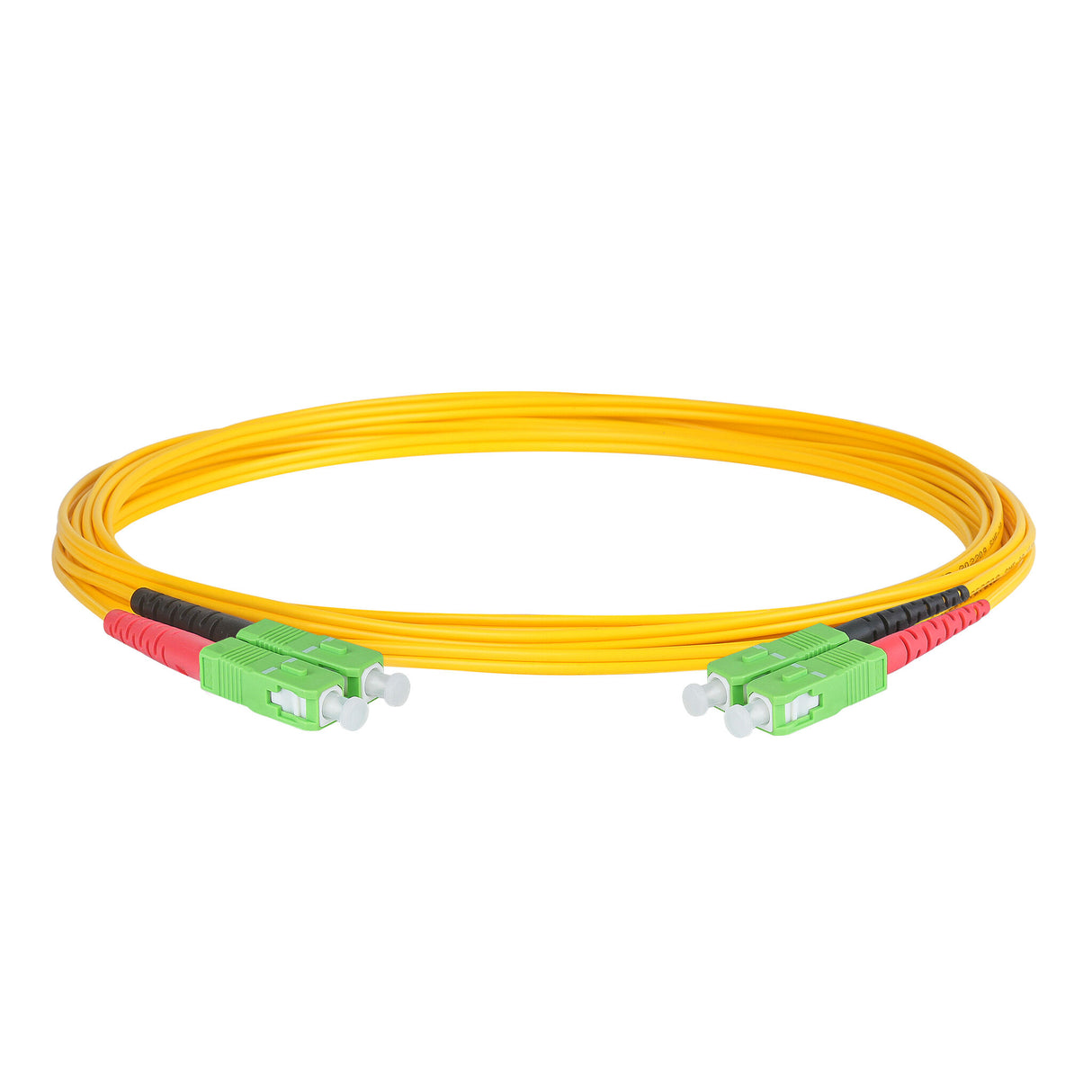 Ultra Low Loss 0.1dB SC/APC to SC/APC Single-mode Duplex Fiber Patch Cable | Corning SMF-28 Ultra Fiber | Red and Black Boots | OS1/OS2 Compatible | OFNR Jacket