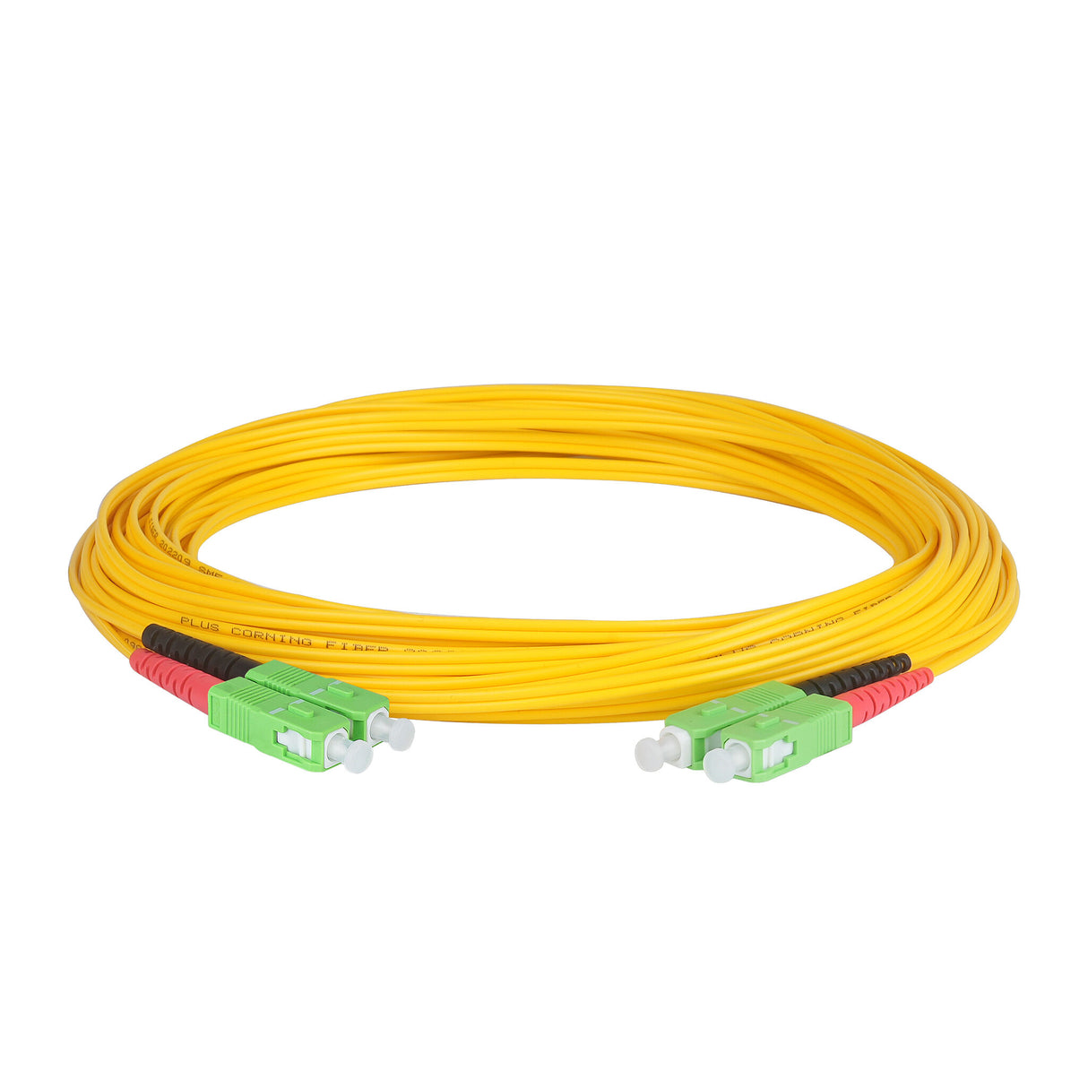 Ultra Low Loss 0.1dB SC/APC to SC/APC Single-mode Duplex Fiber Patch Cable | Corning SMF-28 Ultra Fiber | Red and Black Boots | OS1/OS2 Compatible | OFNR Jacket
