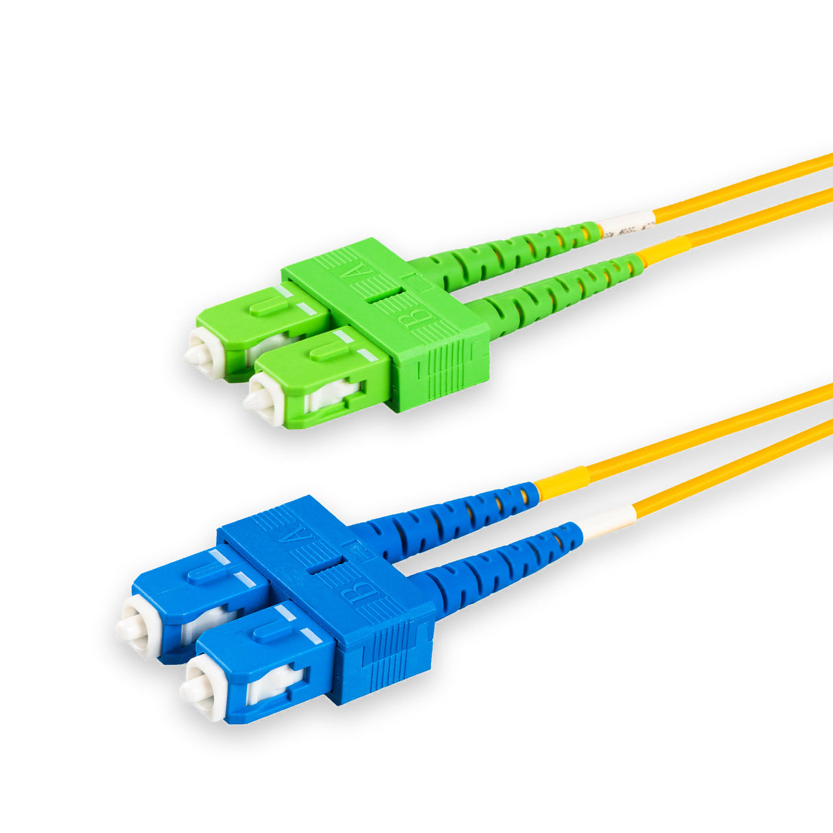 SpeedyFiberTX SC/APC to SC/UPC Single-Mode Duplex Fiber Patch Cable | Corning SMF-28 Ultra Fiber | OS1/OS2 Compatible