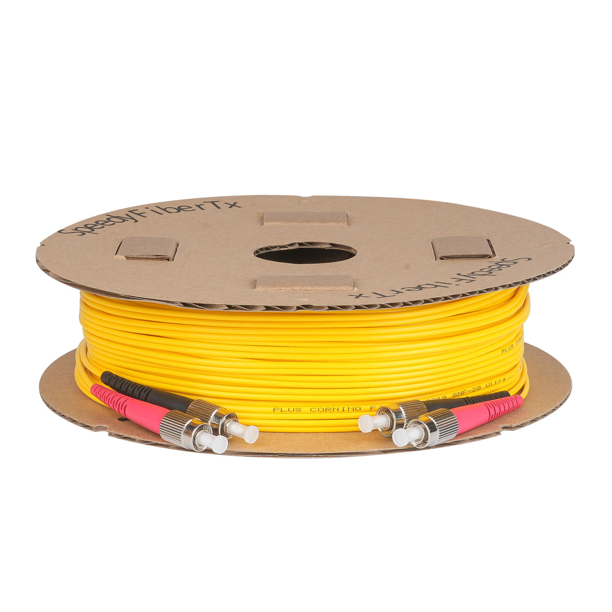 Ultra Low Loss 0.1dB FC/APC to FC/APC Single-mode Duplex Fiber Patch Cable | Corning SMF-28 Ultra Fiber | Red and Black Boots | OS1/OS2 Compatible | OFNR Jacket