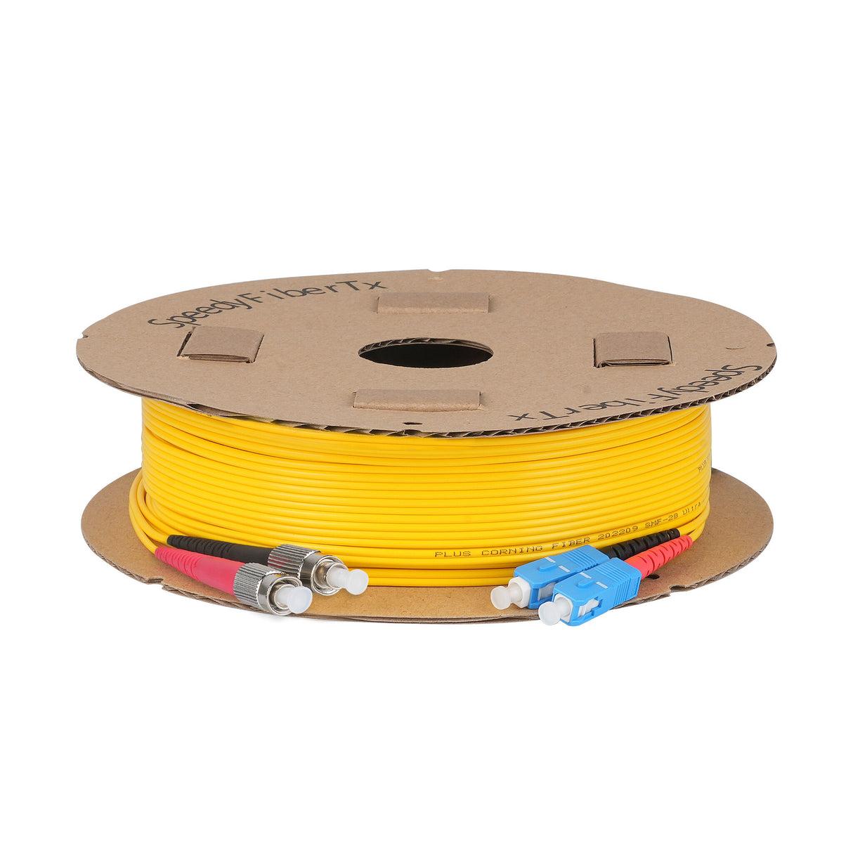 Ultra Low Loss 0.1dB FC/APC to SC/UPC Single-mode Duplex Fiber Patch Cable | Corning SMF-28 Ultra Fiber | Red and Black Boots | OS1/OS2 Compatible | OFNR Jacket