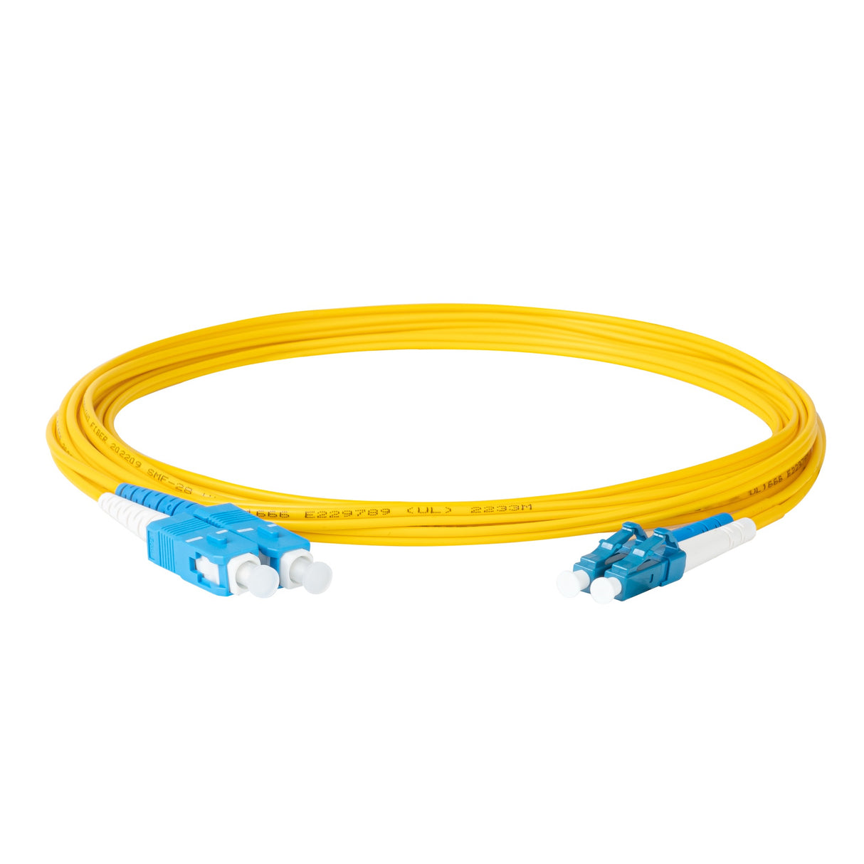 TAA Compliant Fiber Patch Cable | 0.2dB LC/UPC to SC/UPC Single-mode Duplex | Corning SMF-28 Ultra Fiber | OS1/OS2 Compatible | OFNP Jacket