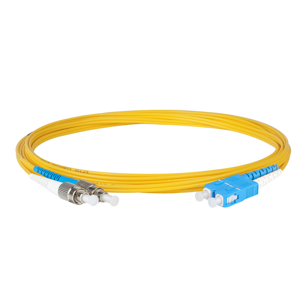 Ultra Low Loss 0.1dB SC/UPC to FC/UPC Single-mode Duplex Fiber Patch Cable | Corning SMF-28 Ultra Fiber | Blue and White Boots | OS1/OS2 Compatible | OFNR Jacket
