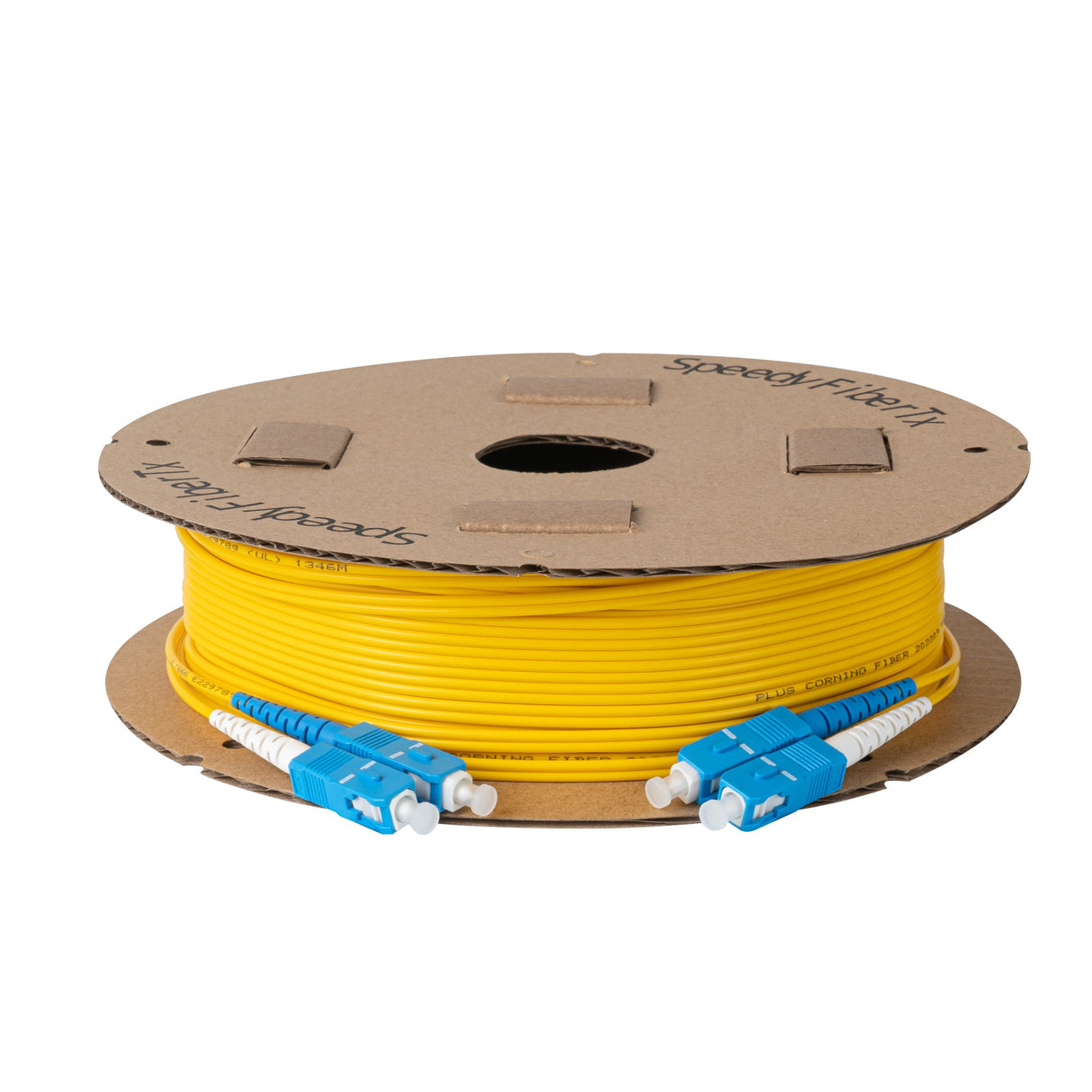 Ultra Low Loss 0.1dB SC/UPC to SC/UPC Single-mode Duplex Fiber Patch Cable | Corning SMF-28 Ultra Fiber | Blue and White Boots | OS1/OS2 Compatible | OFNR Jacket