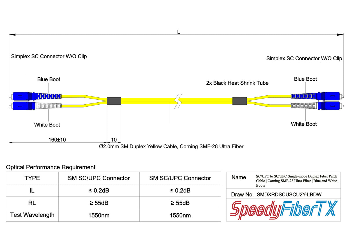 TAA Compliant Fiber Patch Cable | 0.2dB SC/UPC to SC/UPC Single-mode Duplex | Corning SMF-28 Ultra Fiber | OS1/OS2 Compatible | OFNP Jacket