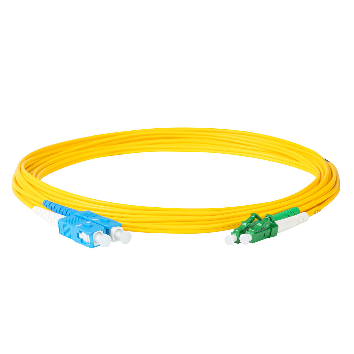 TAA Compliant Fiber Patch Cable | 0.2dB LC/APC to SC/UPC Single-mode Duplex | Corning SMF-28 Ultra Fiber | OS1/OS2 Compatible | OFNP Jacket