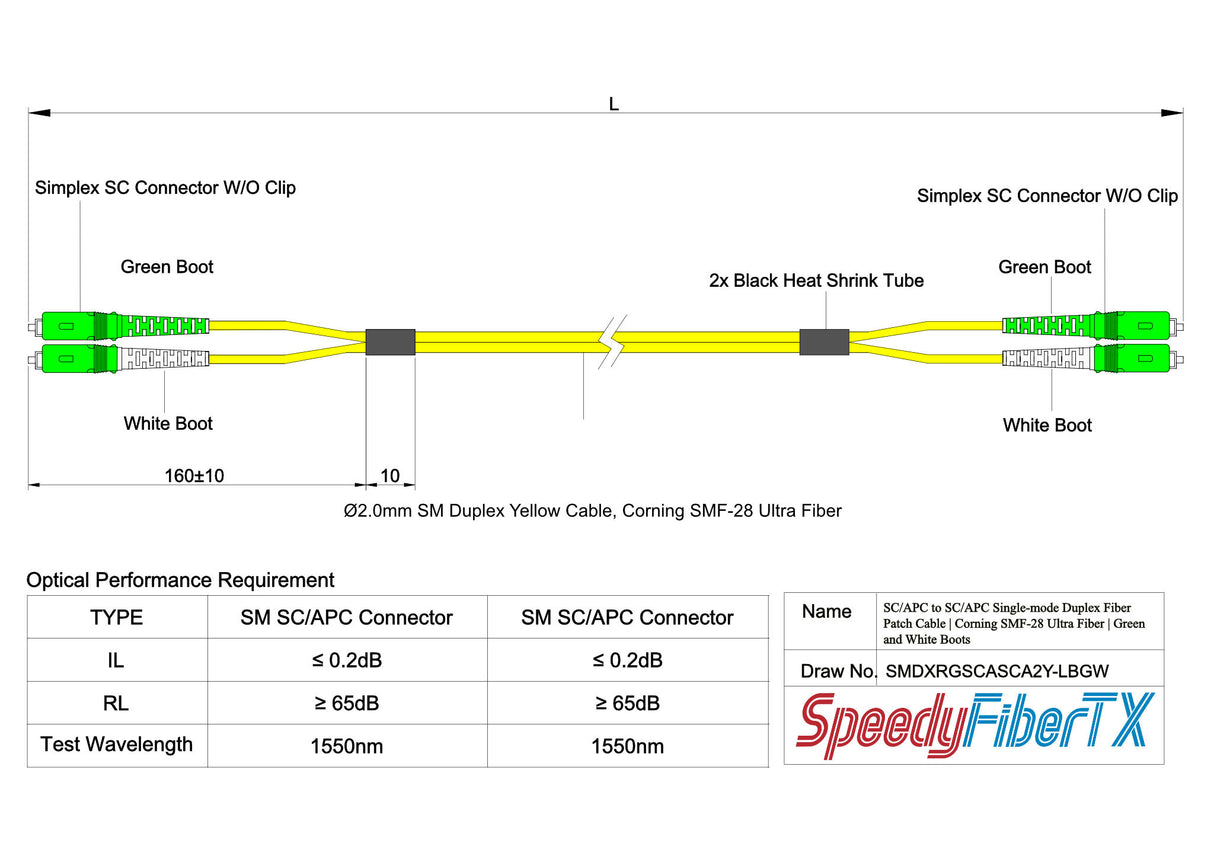 TAA Compliant Fiber Patch Cable | 0.2dB SC/APC to SC/APC Single-mode Duplex | Corning SMF-28 Ultra Fiber | OS1/OS2 Compatible | OFNP Jacket