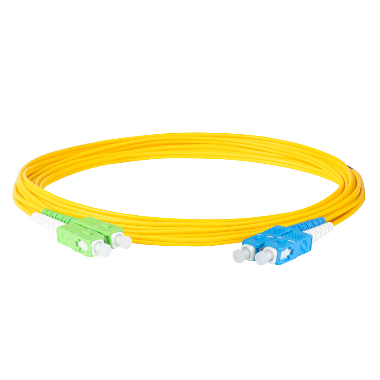 TAA Compliant Fiber Patch Cable | 0.2dB SC/APC to SC/UPC Single-mode Duplex | Corning SMF-28 Ultra Fiber | OS1/OS2 Compatible | OFNP Jacket