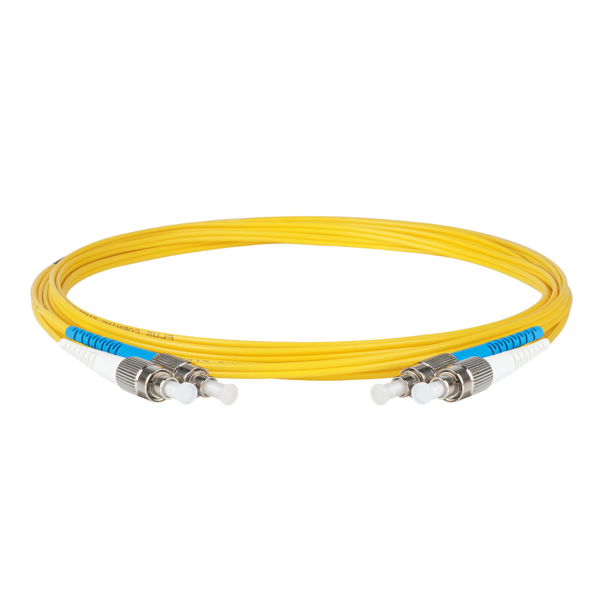 Ultra Low Loss 0.1dB FC/UPC to FC/UPC Single-mode Duplex Fiber Patch Cable | Corning SMF-28 Ultra Fiber | Blue and White Boots | OS1/OS2 Compatible | OFNR Jacket