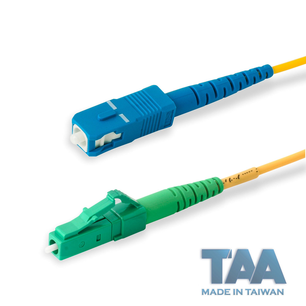 TAA合規 | 電信級 0.2dB 單模單工 LC/APC to SC/UPC 光纖跳線 | 康寧纖芯 | OFNR 外被
