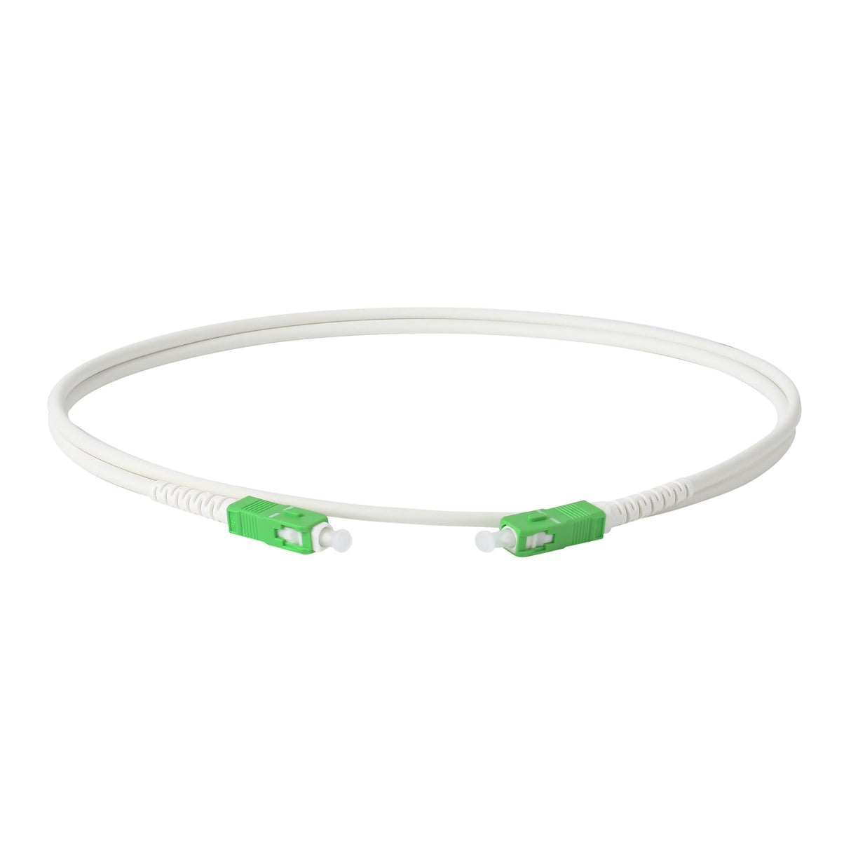 Low Loss 0.15dB SC / APC to SC / APC Single-mode Simplex Armored Fiber Patch Cable | Corning ClearCurve® LBL G657A2 Fiber | Ø3 mm White LSZH Jacket