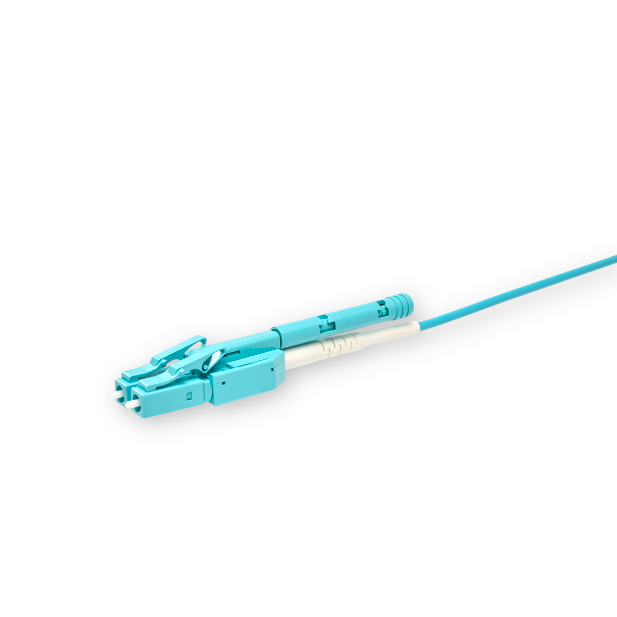 Push-Pull Tab Uniboot Ultra Low Loss 0.1dB OM4 LC/UPC to LC/UPC Fiber Patch Cable | Polarity Switchable | Corning OM4 Fiber | Aqua Connector | LSZH Jacket | Speedy Model A Push-Pull Tab Uniboot