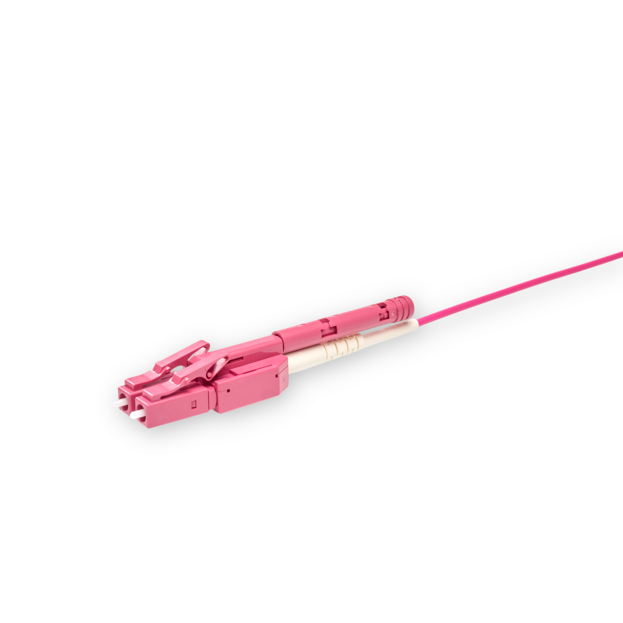 Push-Pull Tab Uniboot Low Loss 0.15dB OM4 LC/UPC to LC/UPC Fiber Patch Cable | Polarity Switchable | Corning OM4 Fiber | Magenta Connector | OFNR Jacket | Speedy Model A Push-Pull Tab Uniboot